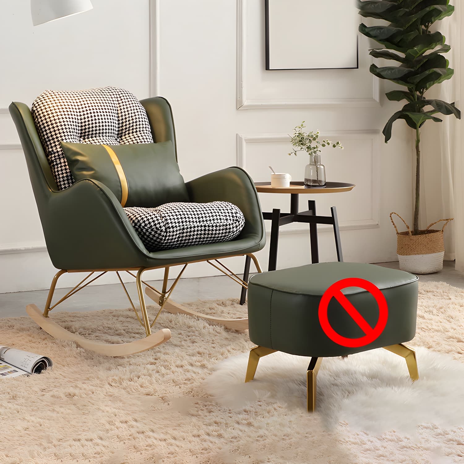 Modern Rocking Chair Metal Frame Doll Cotton Filling Spindle Rocker Chair thumbnail 14
