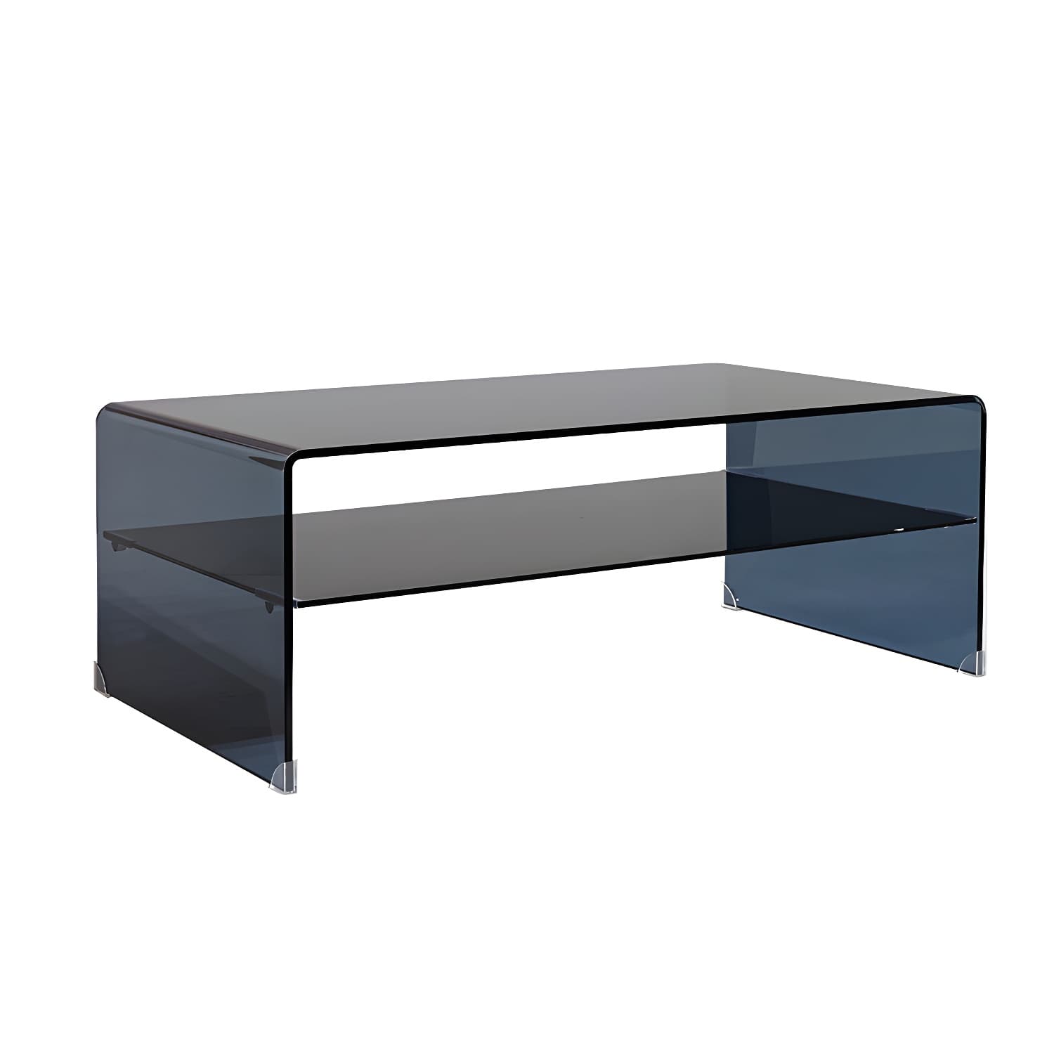 Sled Single Coffee Table Glass Modern Black/White Rectangular Cocktail Table thumbnail 6