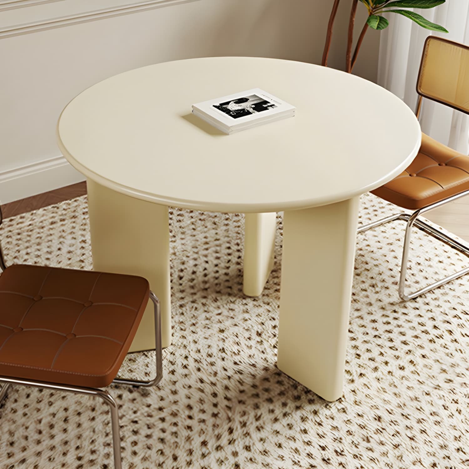 Scandinavian Round Wood Dining Table - Standard Height - Storage Not Included thumbnail 4