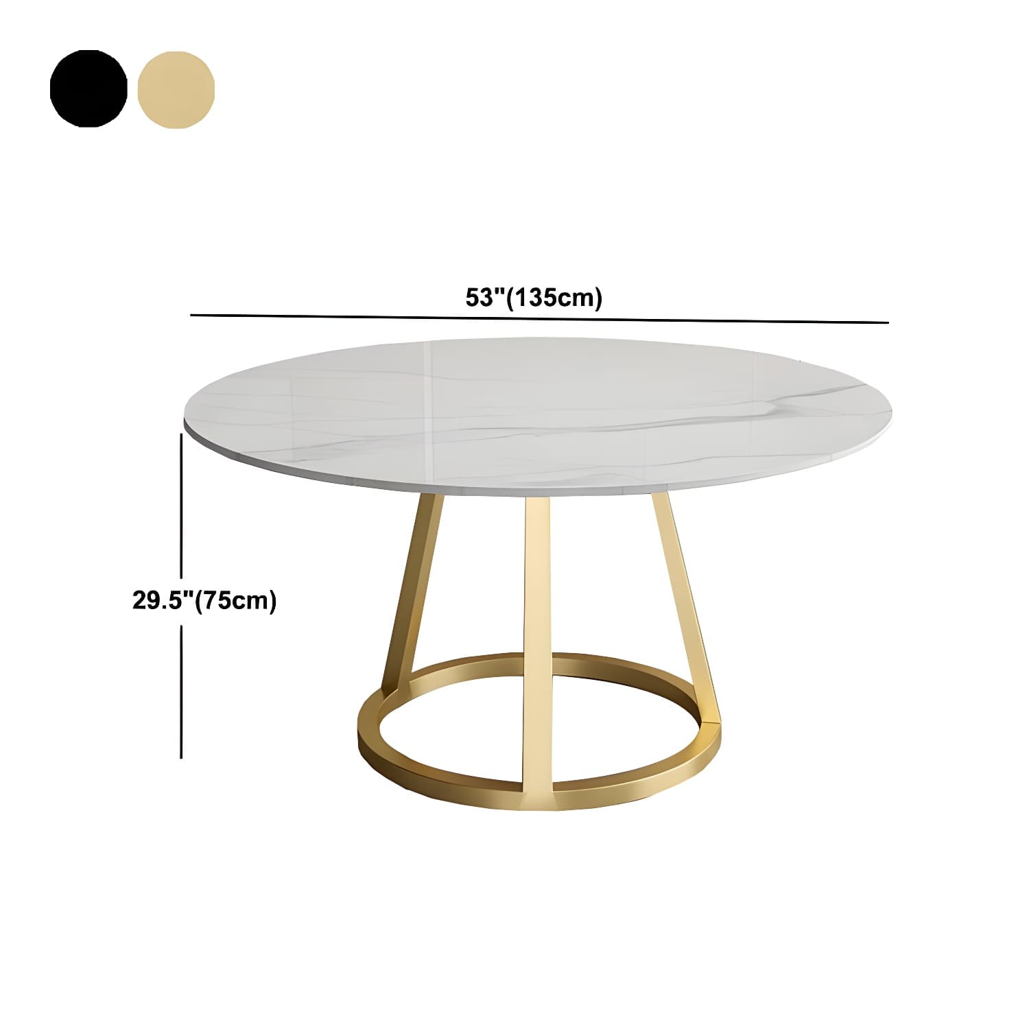 Round Marble Top Dining Table in White Traditional Luxury Dining Table thumbnail 16
