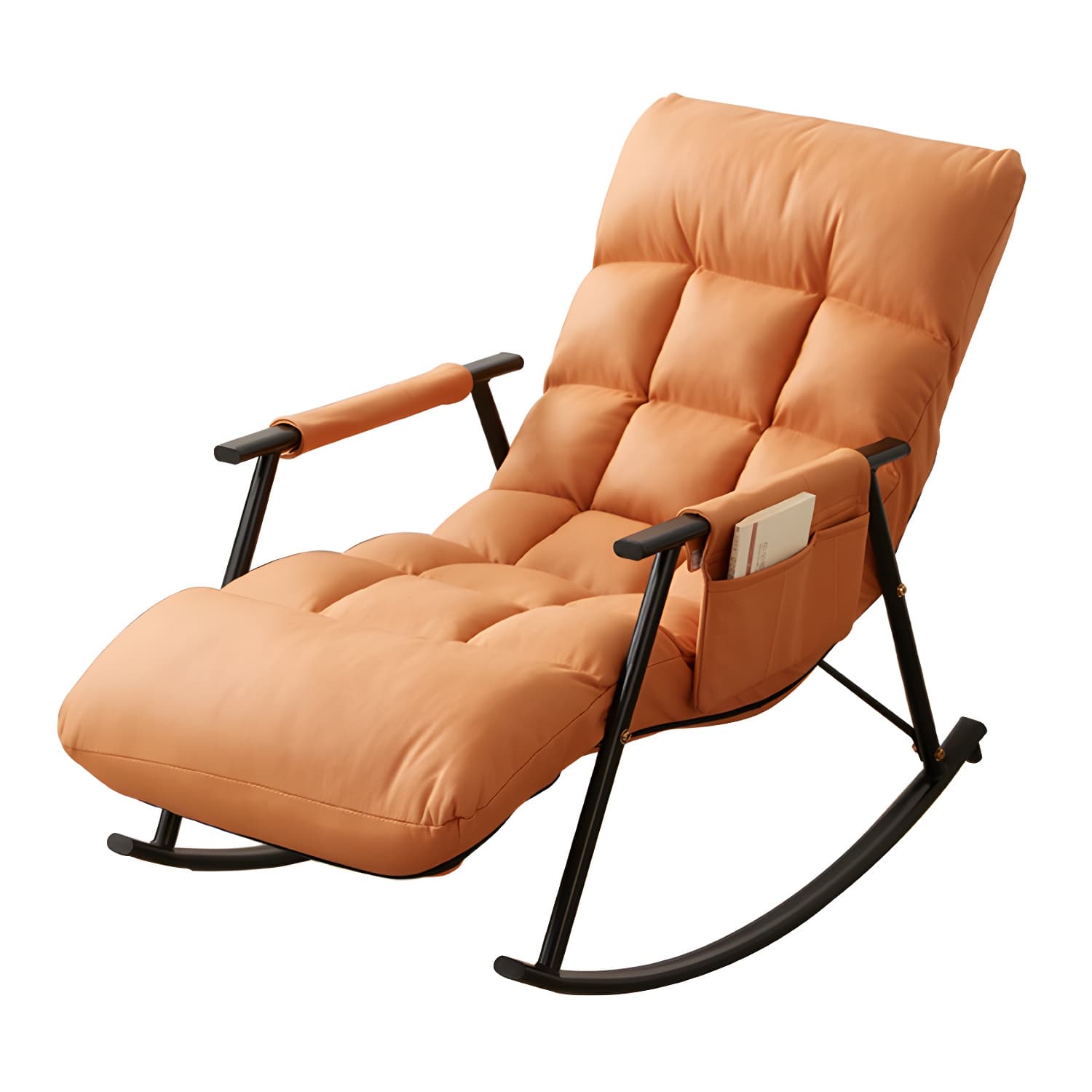 Faux Leather Rocking Chair Modern Style Rocker Chair with Storage thumbnail 10
