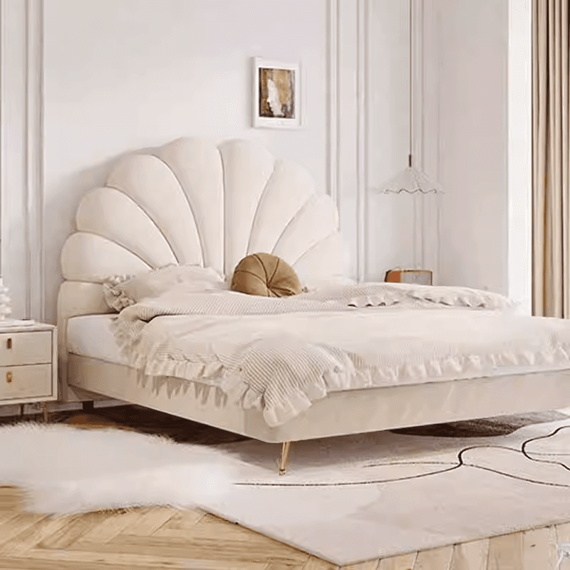 Modish Style Panel Headboard with No Distressing in Timber, Featuring Arched Shape for Twin XL/Full/Queen Bed, Sponge Upholstery Fill, Standard Height thumbnail 5