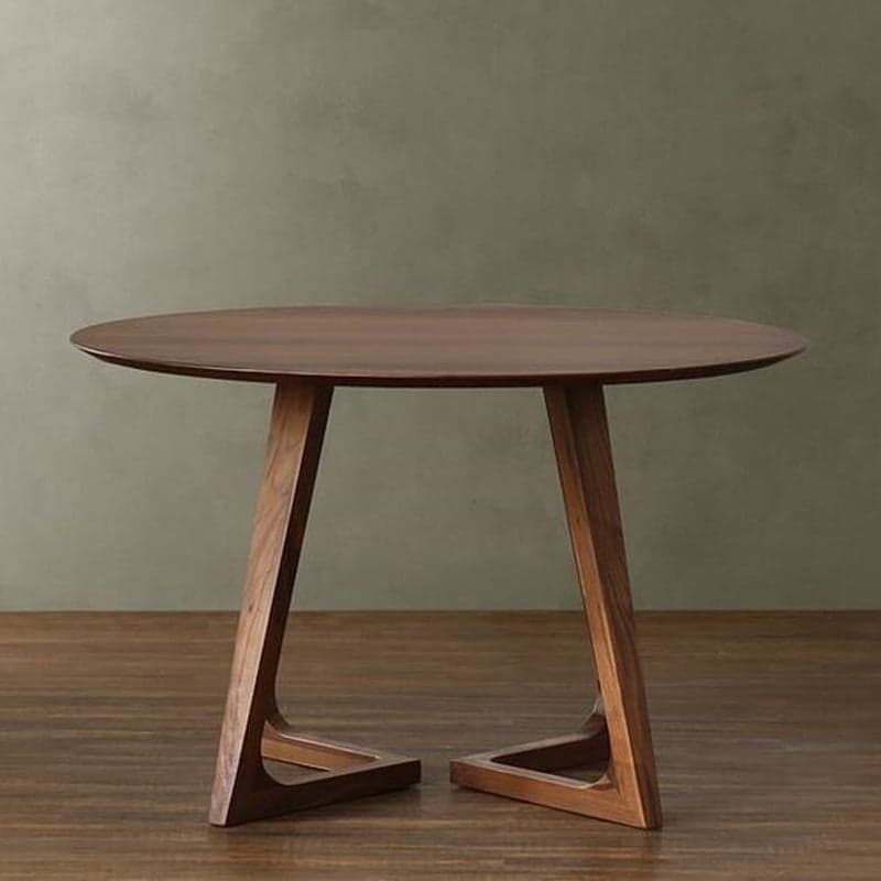 Minimalist Coffee Wood/Neutral Wood Tone Sleighing Dining Table Set with Round Solid Wood Table and Upholstered Chairs thumbnail 2