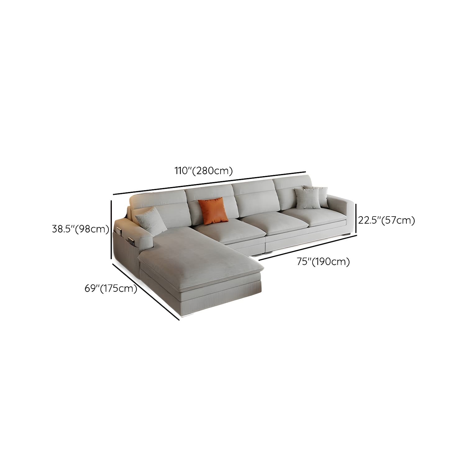 Contemporary Square Arm Sectional Sofa with Pillows and Storage thumbnail 18