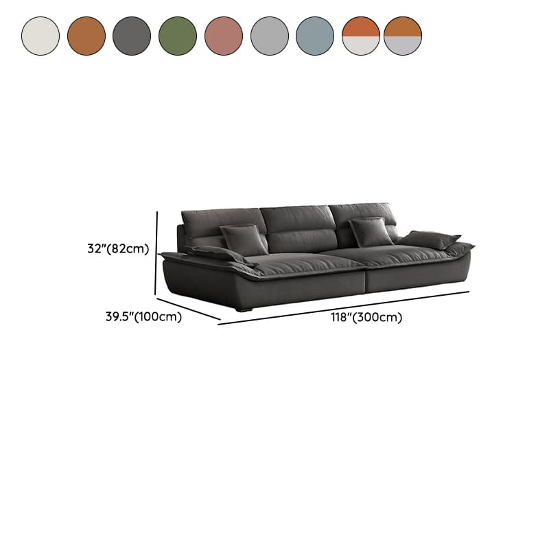Contemporary Scratch-tolerant Solid Color Standard Sofa in Dark Gray/White/Light Blue, Seats 5 with 2 Pillows thumbnail 18