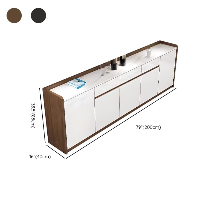 Minimalist Sintered Stone Buffet Table with 3 Drawers/Single Drawer, Closet, Standard/Wide/Narrow Size, Changeable Shelf, and 5 Doors/4 Doors/3 Doors thumbnail 15