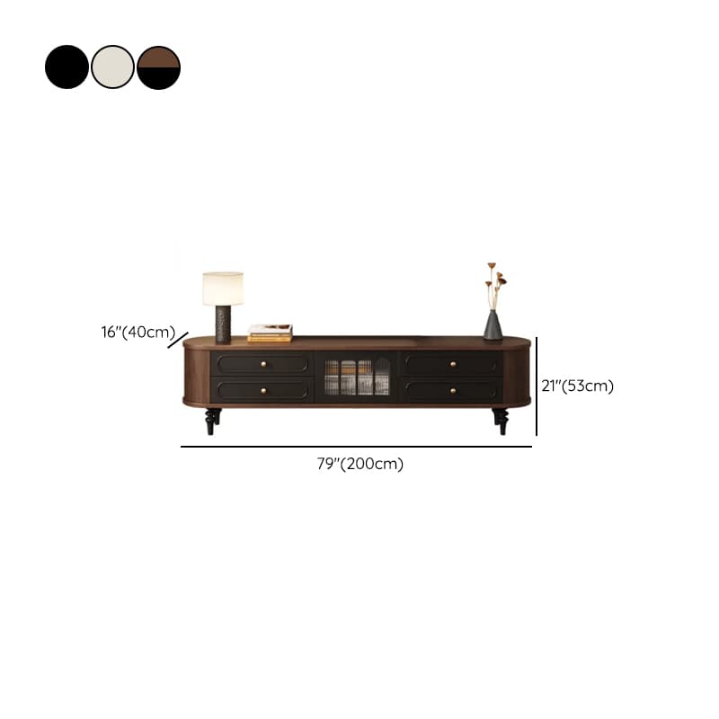 Modern Real Wood TV Stand with Shelf, 4 Drawers, Hutch, and Door thumbnail 13