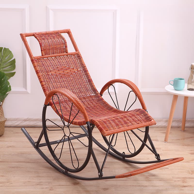 Ergonomic Wicker Front Porch Rocking Chairs with Rear Back, Stationary thumbnail 17