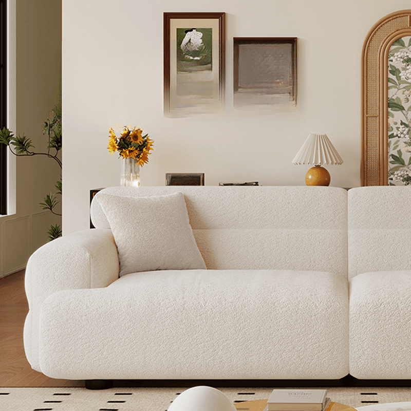 Modern Solid Color Tear Resistant Standard Sofa in Light Gray/White/Citrus Color with 4-seater/Seats 5/3-seater and 2 Pillows thumbnail 6