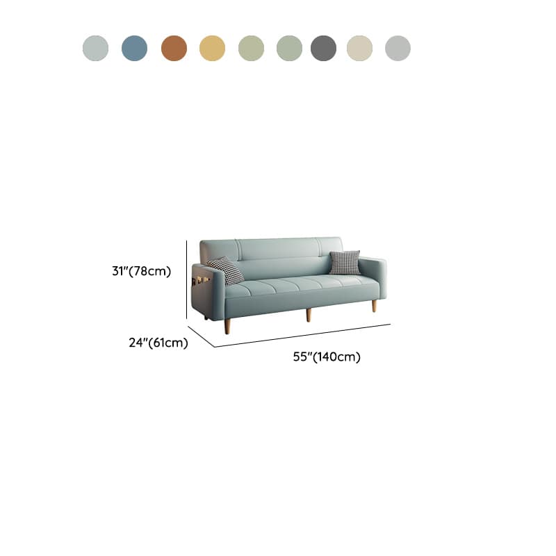 Synthetic Leather Convertible Sofa in Grey/Light Blue/Light Green with Arm thumbnail 22