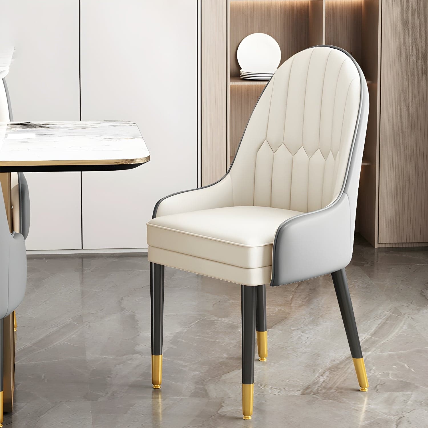 Dining Room Armless Dining Chair Parsons Faux Leather Dining Chair thumbnail 5