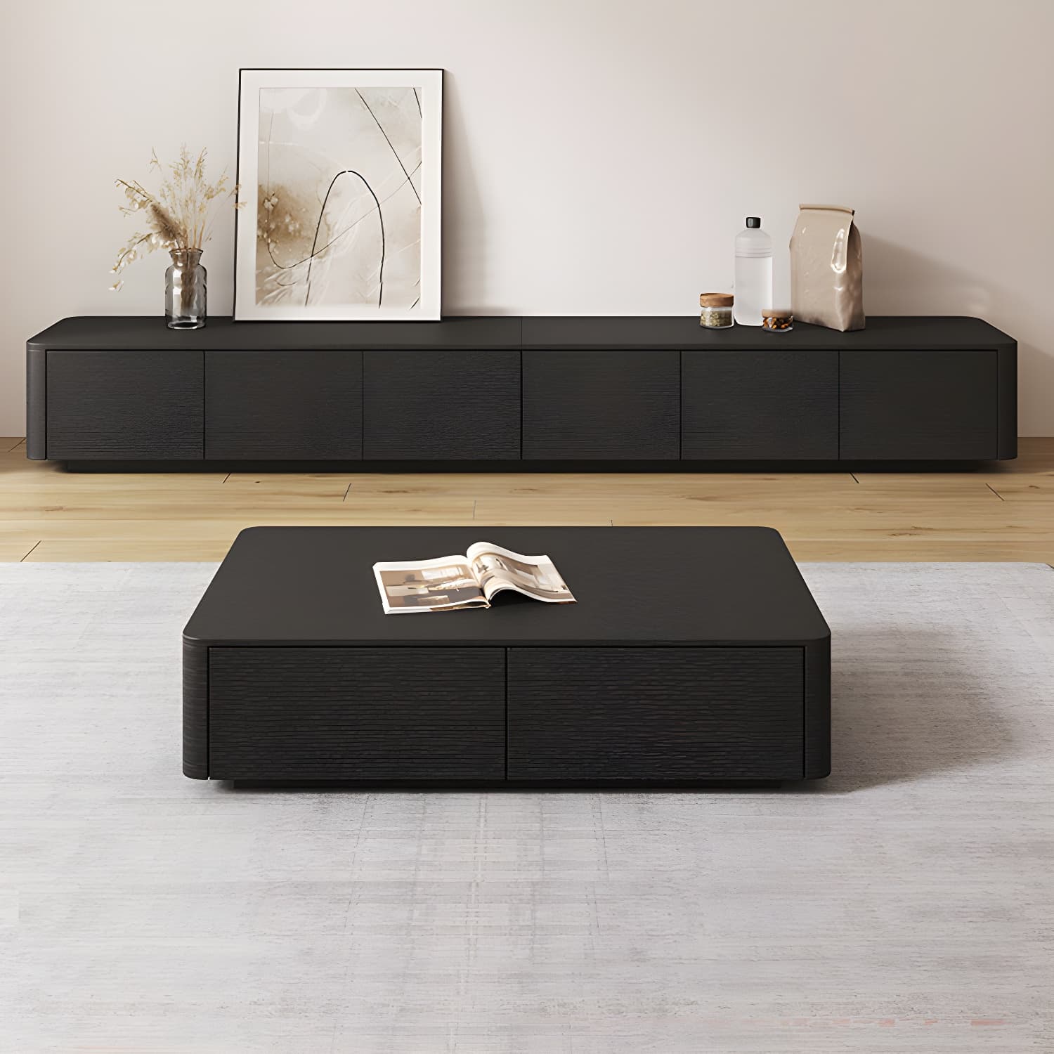 3 / 4 Drawers Modern TV Console 16" D Closed Storage Wooden TV Stand thumbnail 13