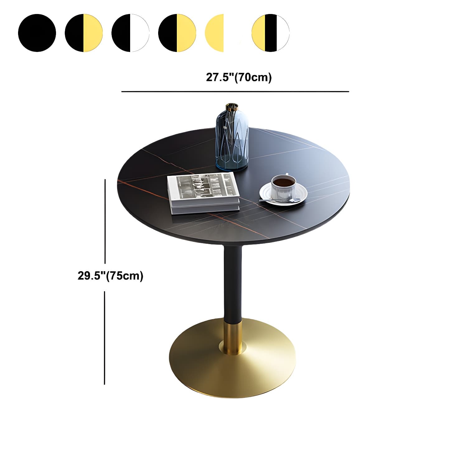 Traditional Luxury Rounded Dining Table Stone and Metal Tulip Dining Table thumbnail 12