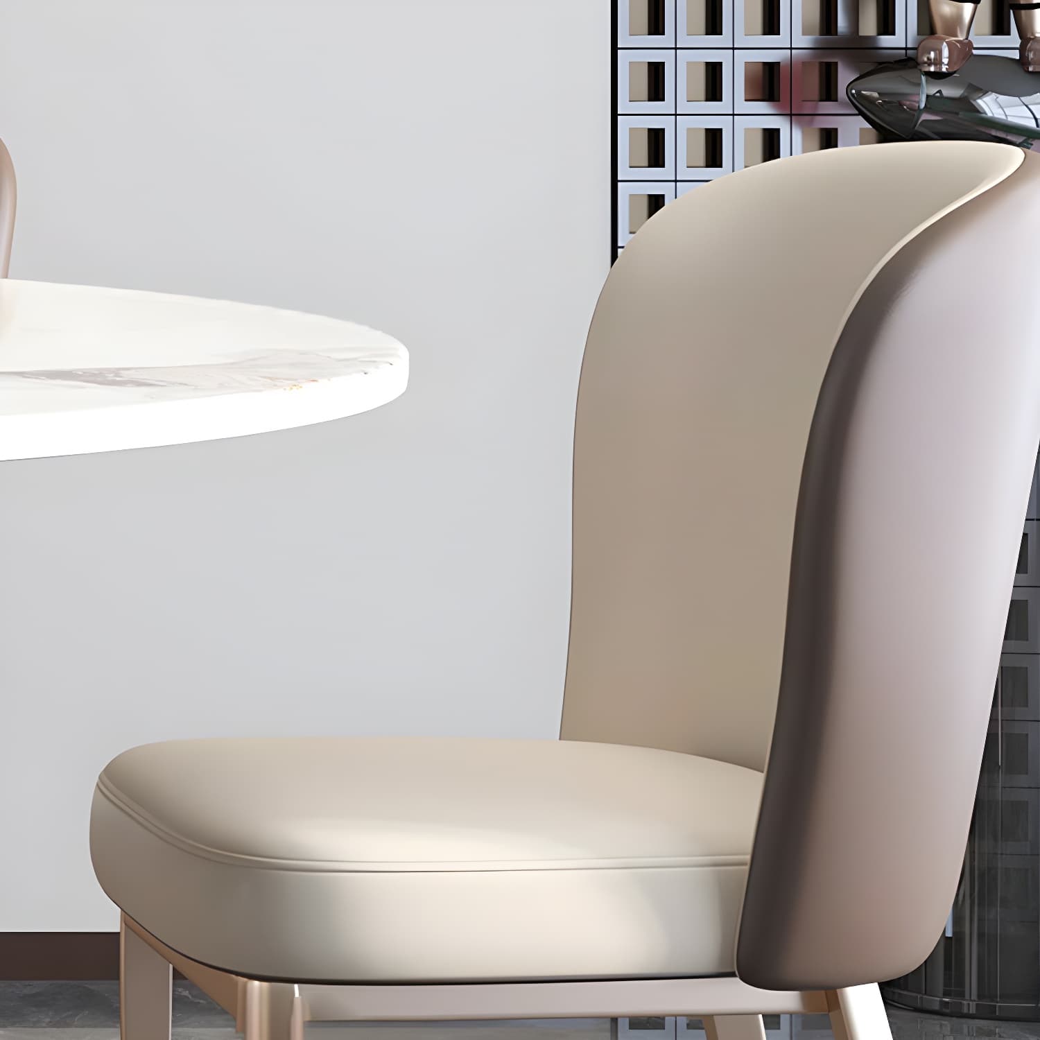 Round Glam Dining Set with White Slate Table Top and Gold Metal Pedestal Base - 1/7/9 Piece Set thumbnail 4
