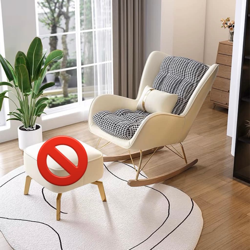Trendy Cocoa/Lime Green/White Upholstered Rocking Chair Couch 2 Piece Set with Track Arm & Ottoman, Scratch-defiant thumbnail 7