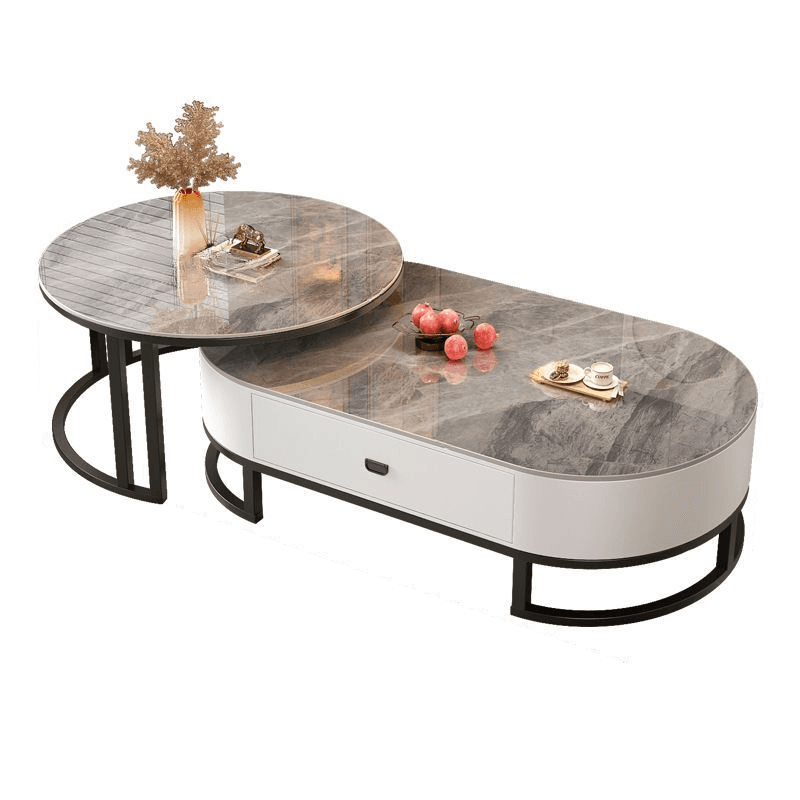 Modern Nesting Accent Table Set with Structure Base and Oblong Top thumbnail 2