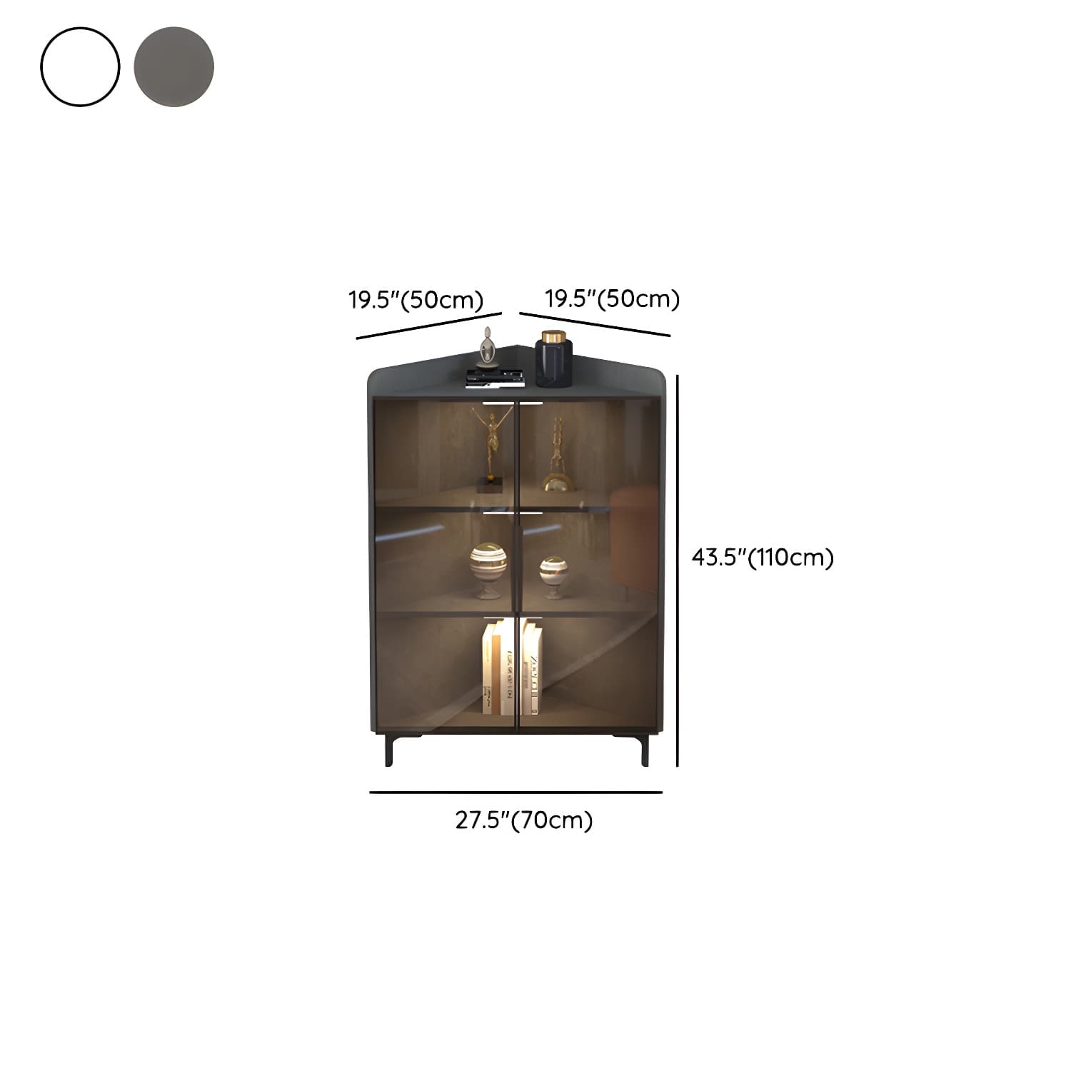 Modern Black Corner Accent. Wood Countertop. Glass Doors. Cabinets included thumbnail 11