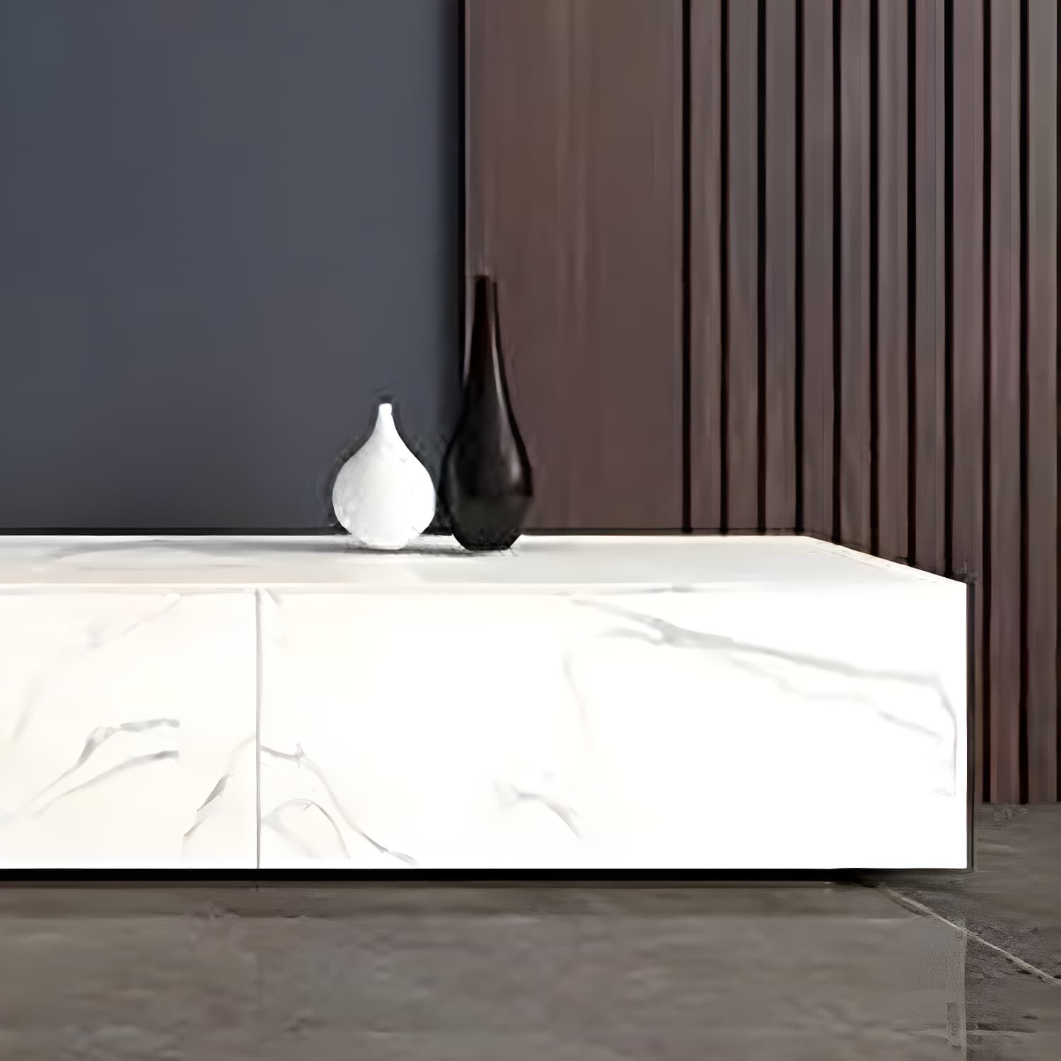 Stone TV Stand Console in Solid Wood with Storage Drawers Contemporary thumbnail 9