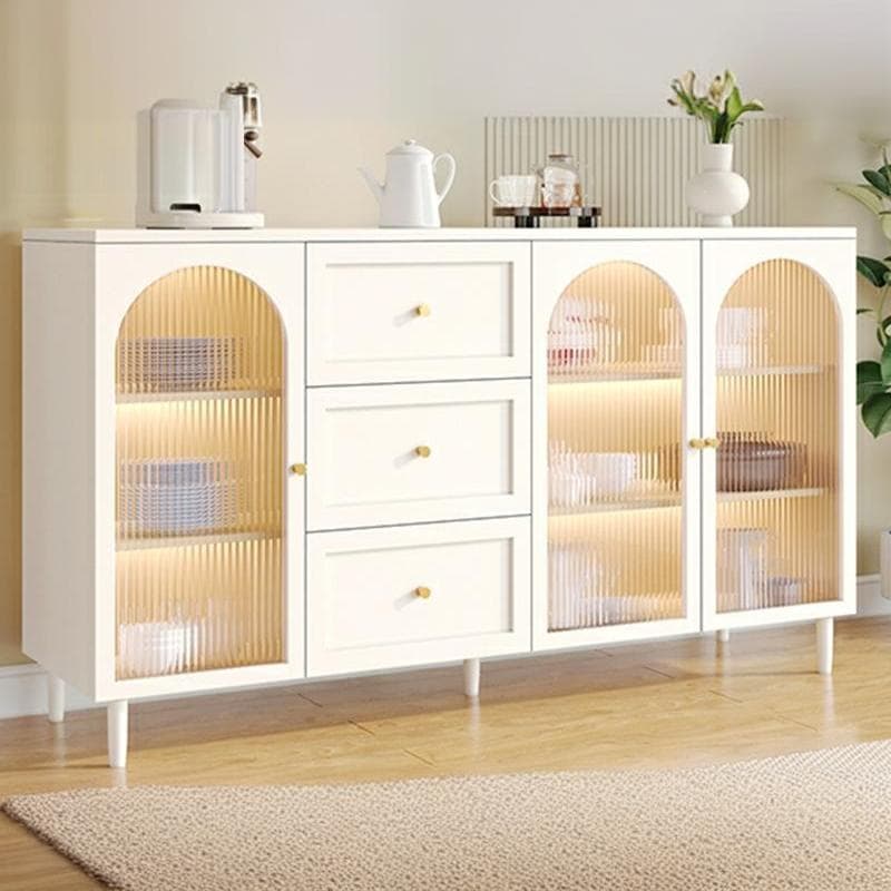 White Modern Sideboard Credenza with Cabinets and Reserve Installation Holes, Full Assembly Required thumbnail 9