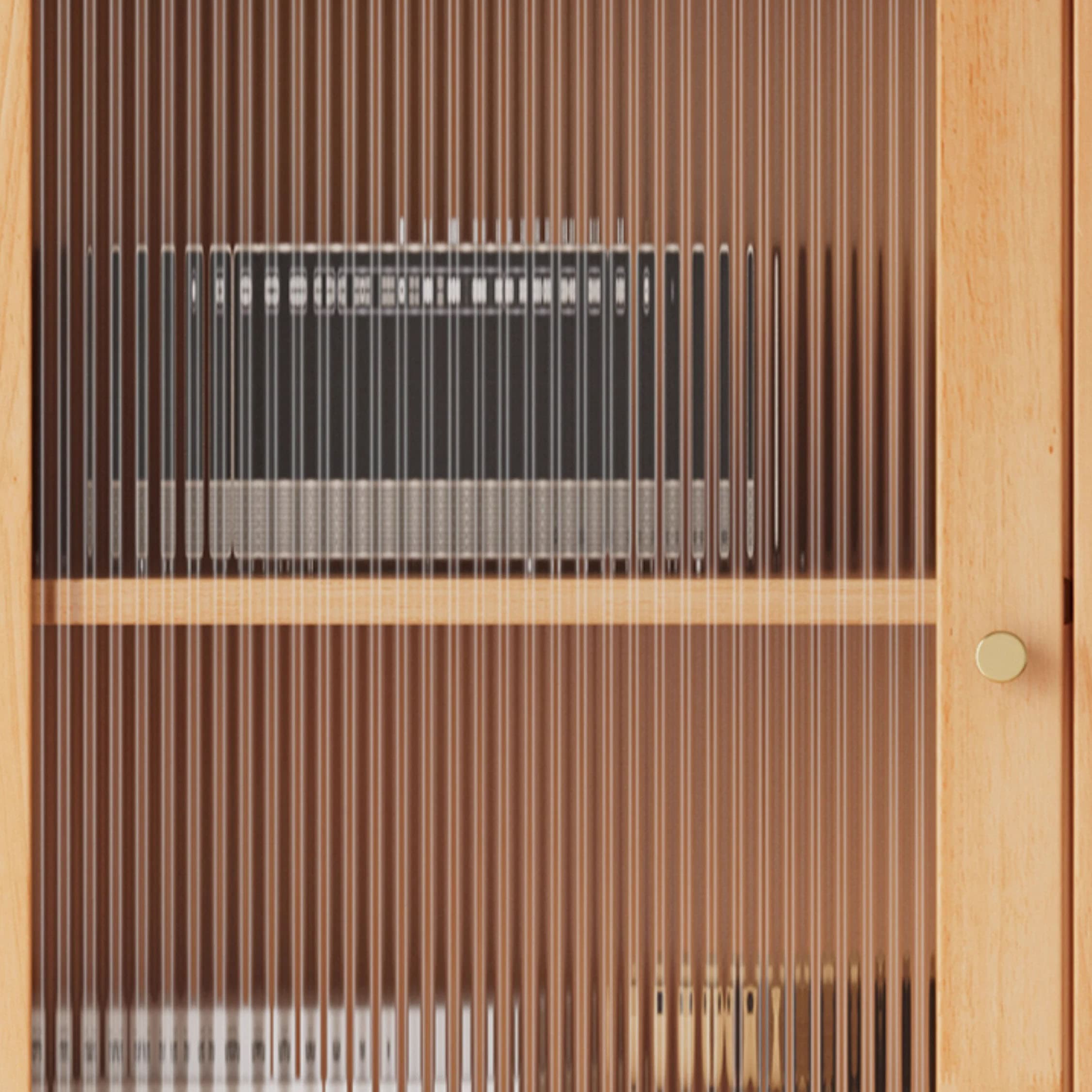 Scandinavian Solid Wood Accent Cabinet with Glass Door, 1 Cabinet and 2 Drawers for Living Room thumbnail 9