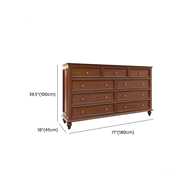 Cocoa Trendy Ash Wood Console Dresser/Semainier with 9/7/6 Drawers, Integrated Cable Management, Horizontal/Vertical thumbnail 10