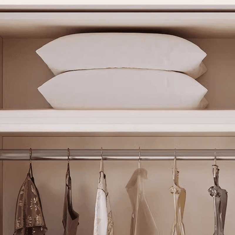 Contemporary White Engineered Wood Cabinet Armoire with Multiple Drawers, Interior Shelves, and Hanging Rod thumbnail 7