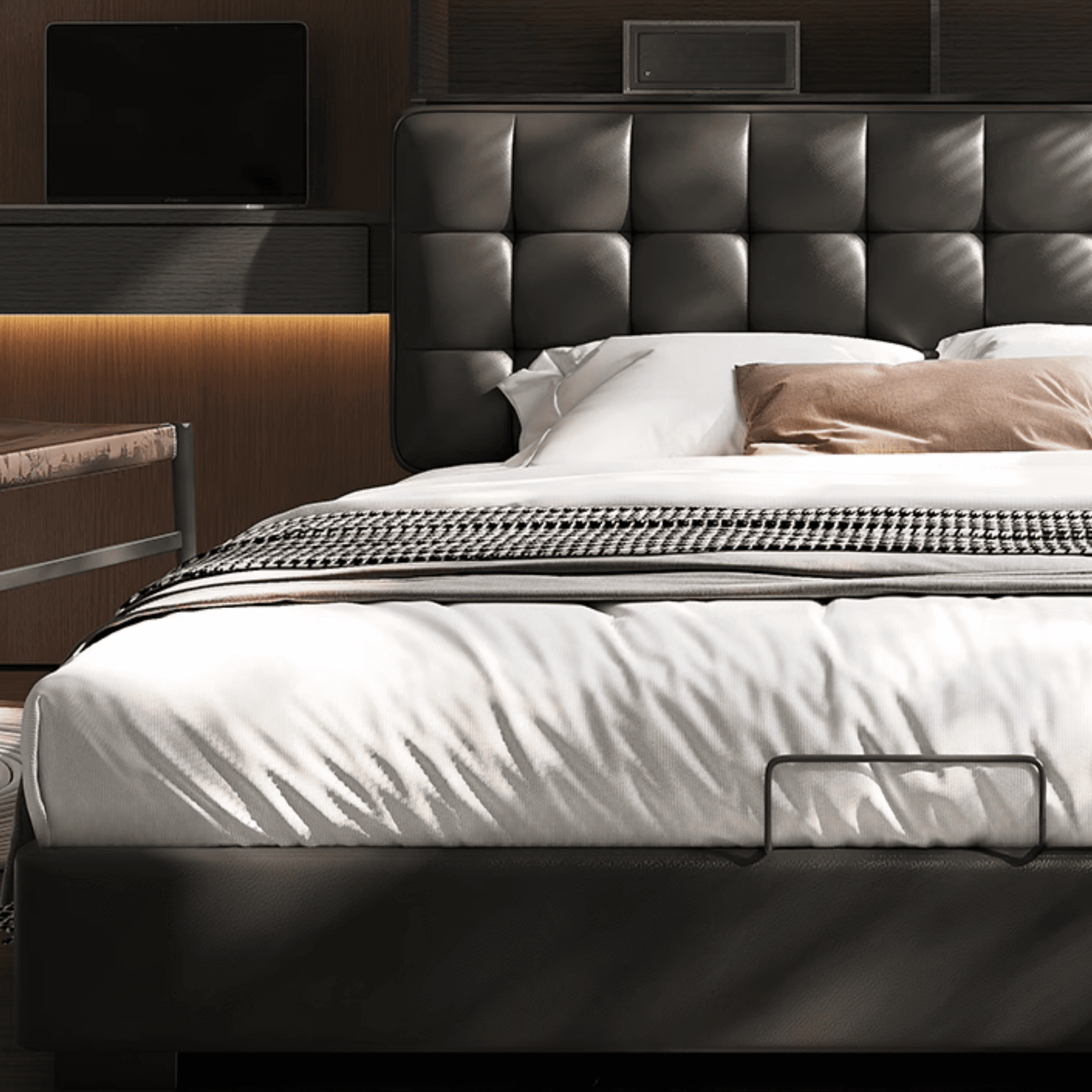 Solid Color Storage Bed with 3 Storage Boxes, Button-tufted Pine Wood Frame for Living Room thumbnail 6