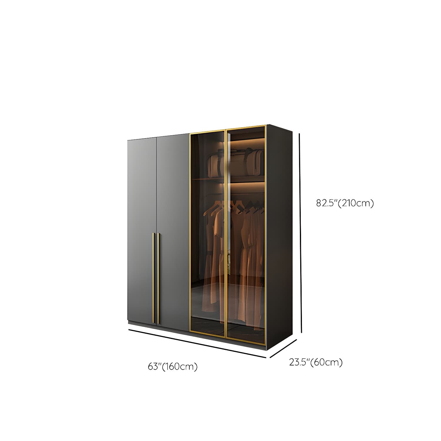Modern Glass Wardrobe Wardrobe Armoire Wardrobe Cabinet for Home thumbnail 13