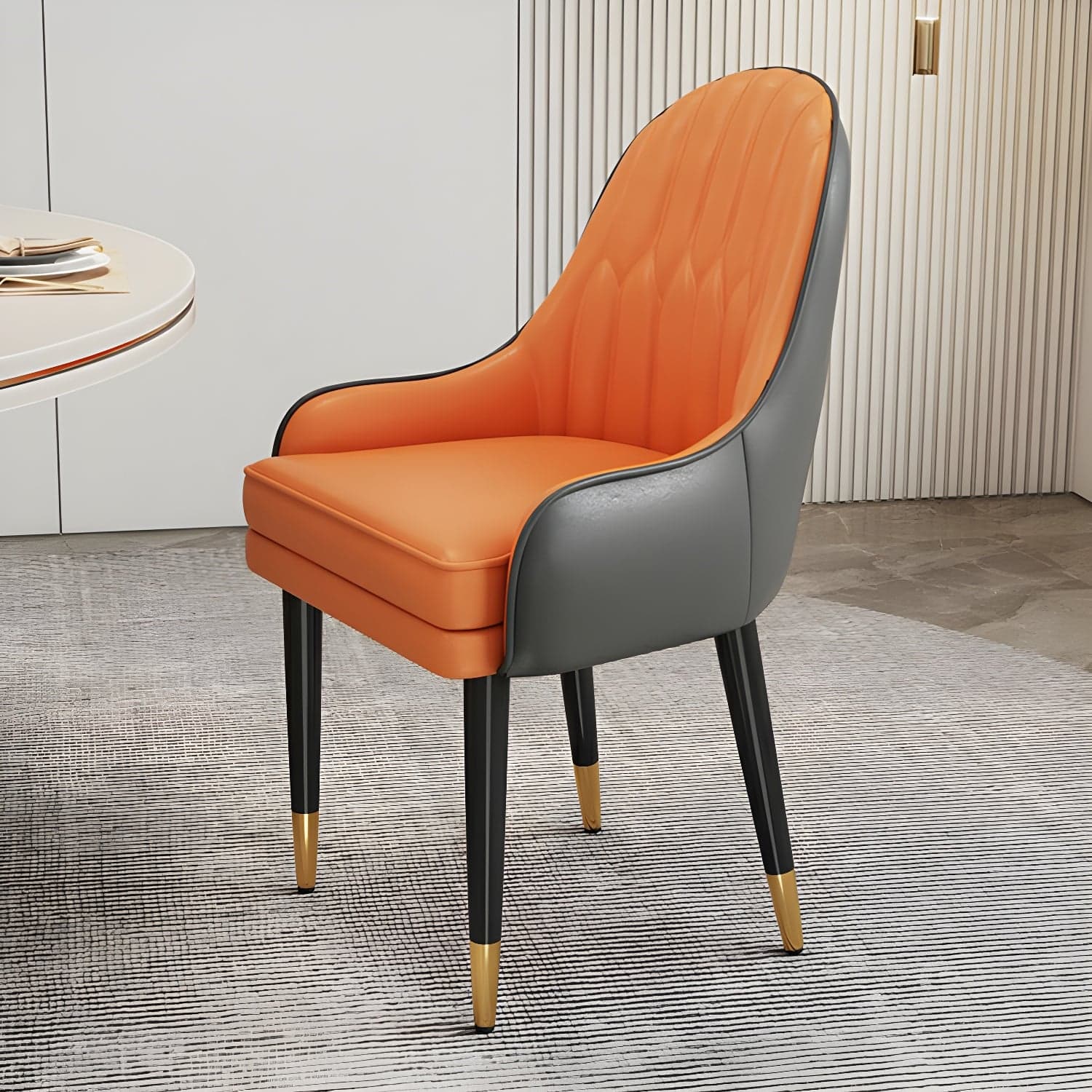 Glam Arm Chair with Upholstered Faux Leather, Solid Back, and Metal Legs thumbnail 11