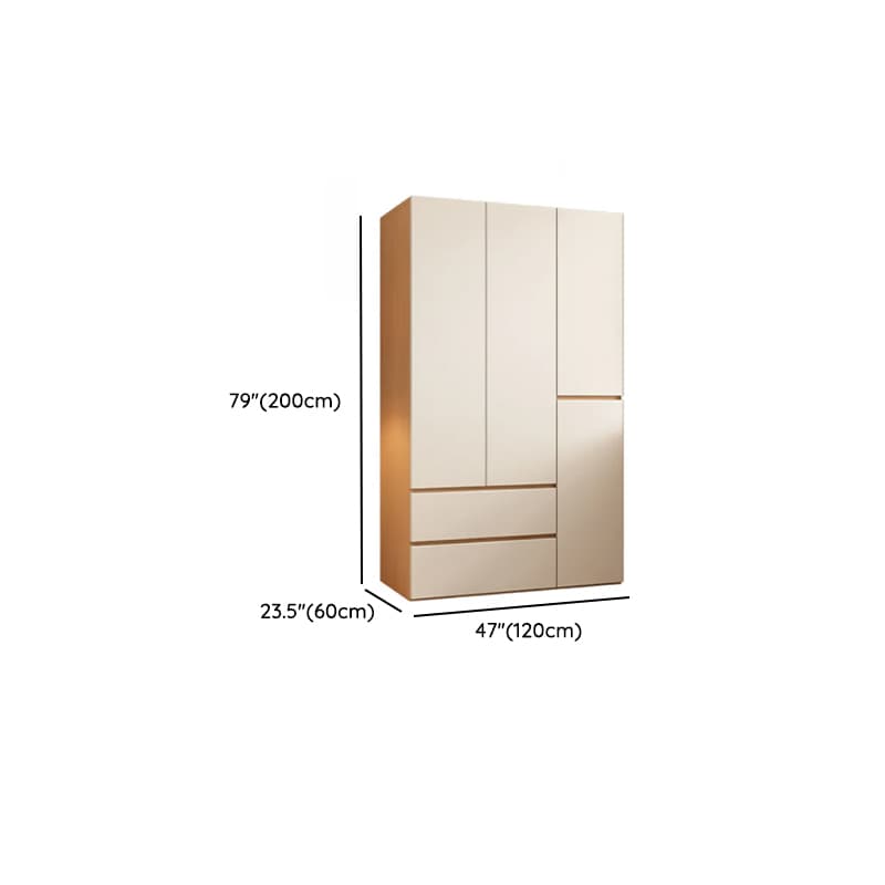 Chalk Modish Laminate Wardrobe Closet with Soft Close Drawer, Soft Close Door, Interior Shelves, and Clothing Rod thumbnail 7