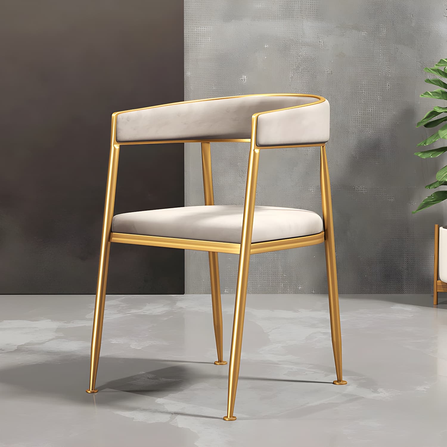 Glam Gold Metal Arm Chair Open Back Dining Side Chair with Upholstered thumbnail 15