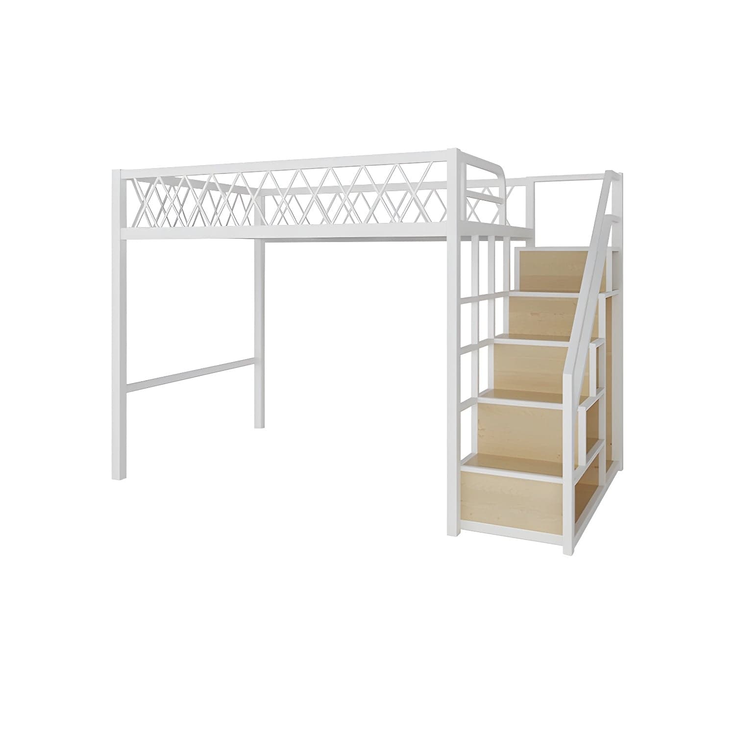 Modern Wood/Metal Bed with Light Wood Tone & Tall Clearance Storage Cabinets thumbnail 2
