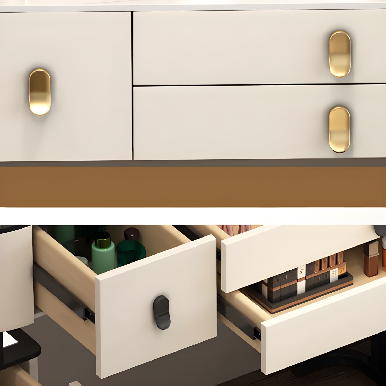 Lighted Mirror Vanity Dressing Table Set with Storage Drawers thumbnail 9