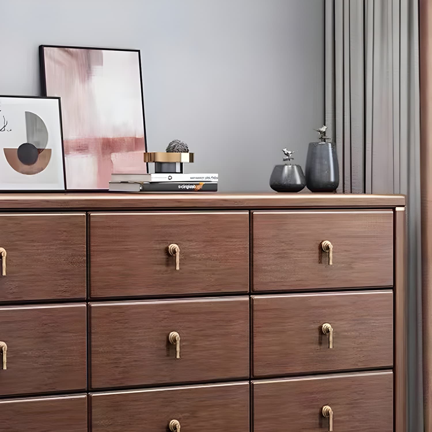 Mid Century Modern Chest Wood Rectangular Chest in Walnut Finish thumbnail 8