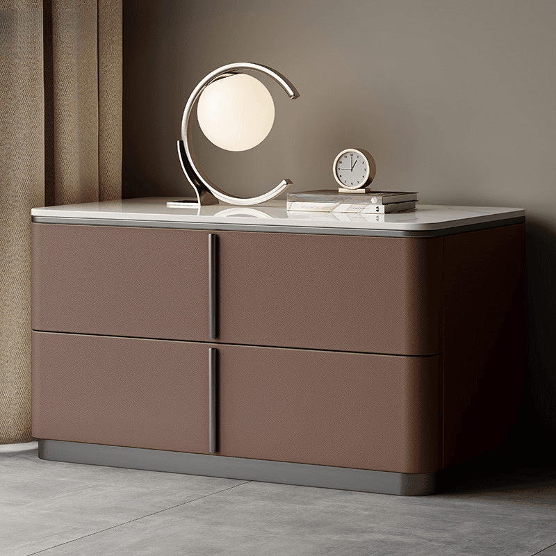 Modish Drawer Storage Bedside Table with 2 Drawers and Sintered Stone Countertop thumbnail 3