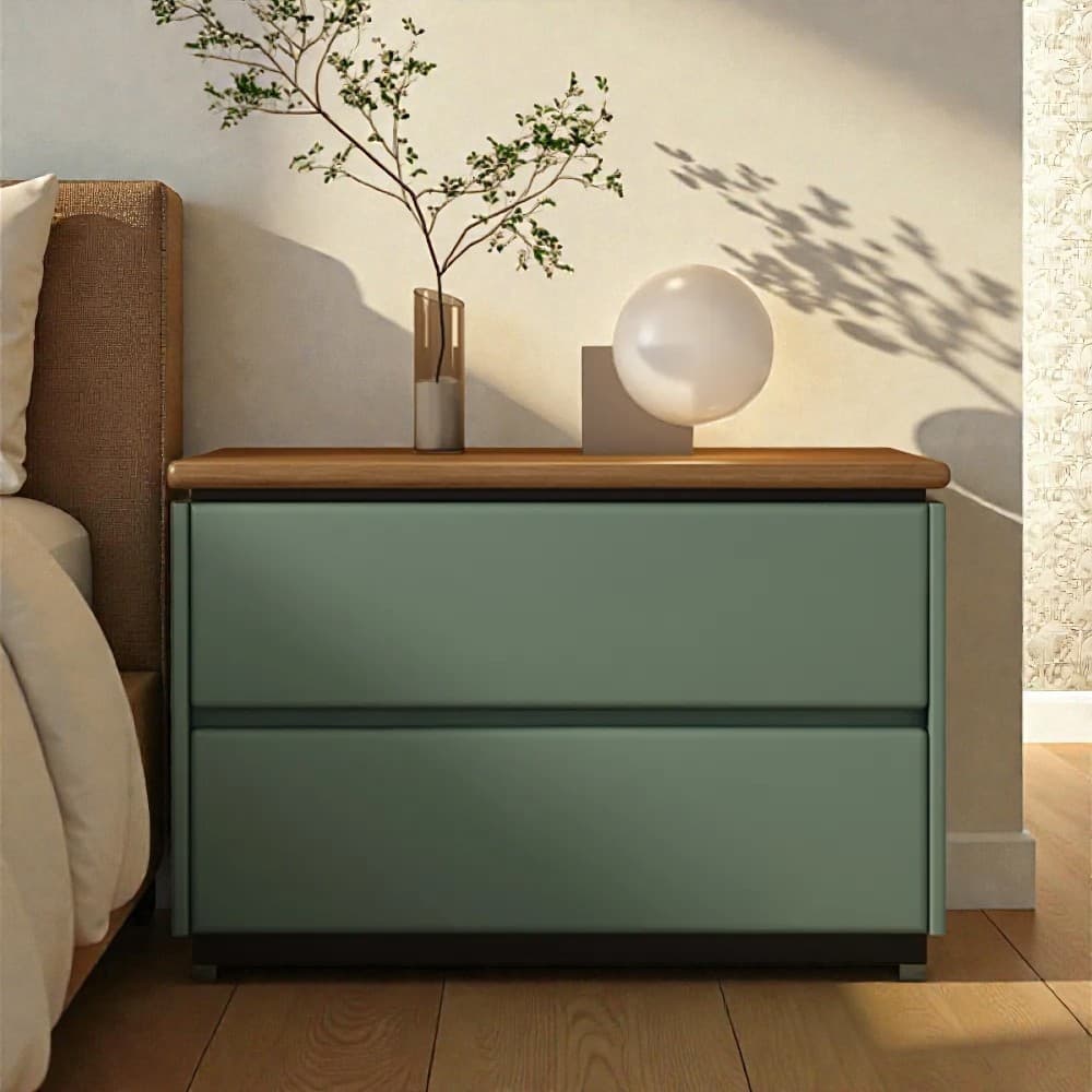 Modish 2 Tiers Drawer Storage Bedside Table with Laminate Countertop thumbnail 31