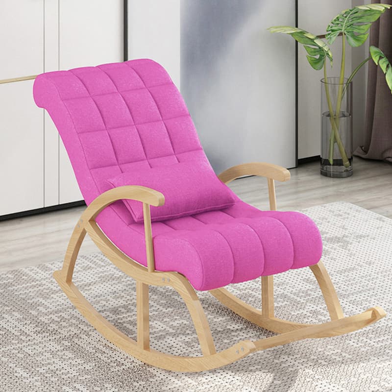 Stylish Contemporary Fabric Rocking Chair with Natural Wood Legs thumbnail 14
