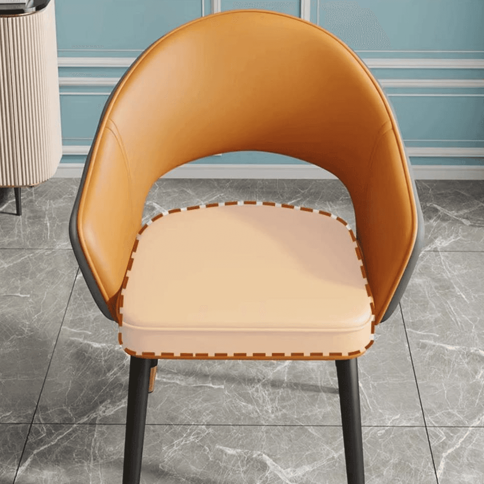 Modish Arm Chair with Ventilated Back, Padded Upholstery, Arms, and Steel Legs thumbnail 16