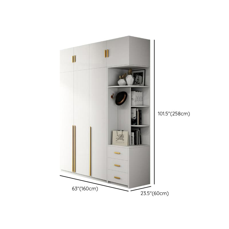 Simple Lumber White Wardrobe Armoire with Interior Shelves & Clothing Rack & Soft Close Drawer & Soft Close Door thumbnail 27