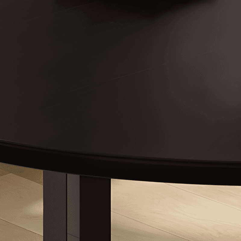 Contemporary Circular-shaped Dining Table with Timber Top in Brown, Extendable Feature thumbnail 6