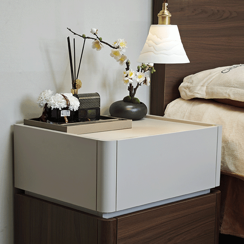 Modish Nightstand With Drawer Organization Featuring 2 Drawers and Composite Wood Countertop thumbnail 12
