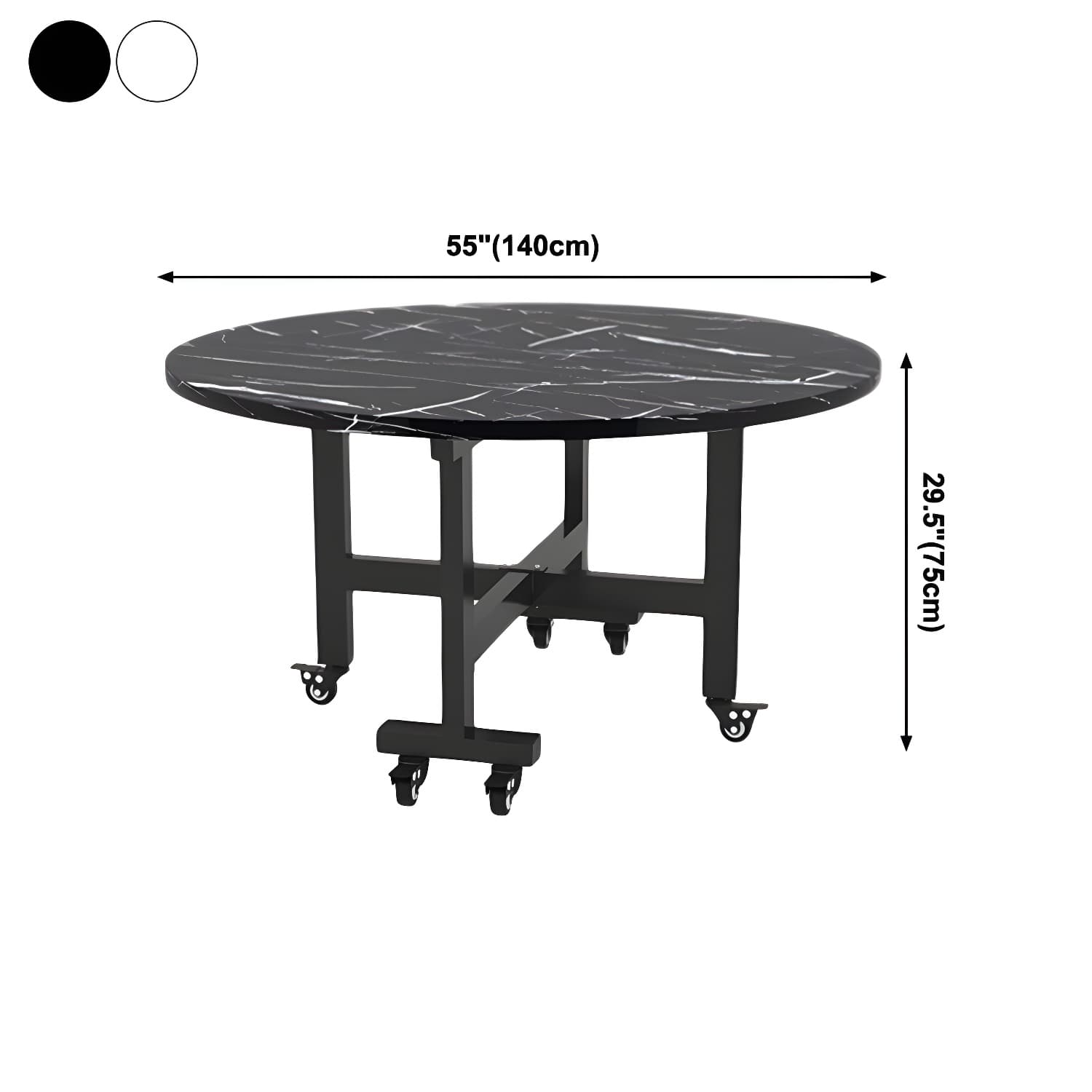 Mid-Century Round Shape Table MDF Folding Standard Dining Table for Kitchen thumbnail 11