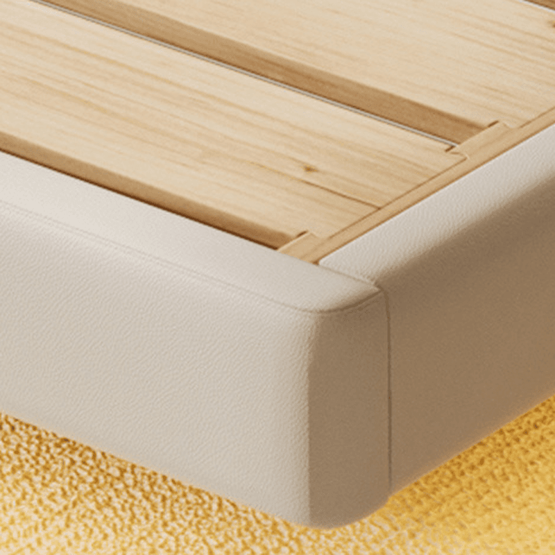 White Contemporary Solid Color Floating Bed with Lumber Slats for Bedroom thumbnail 6