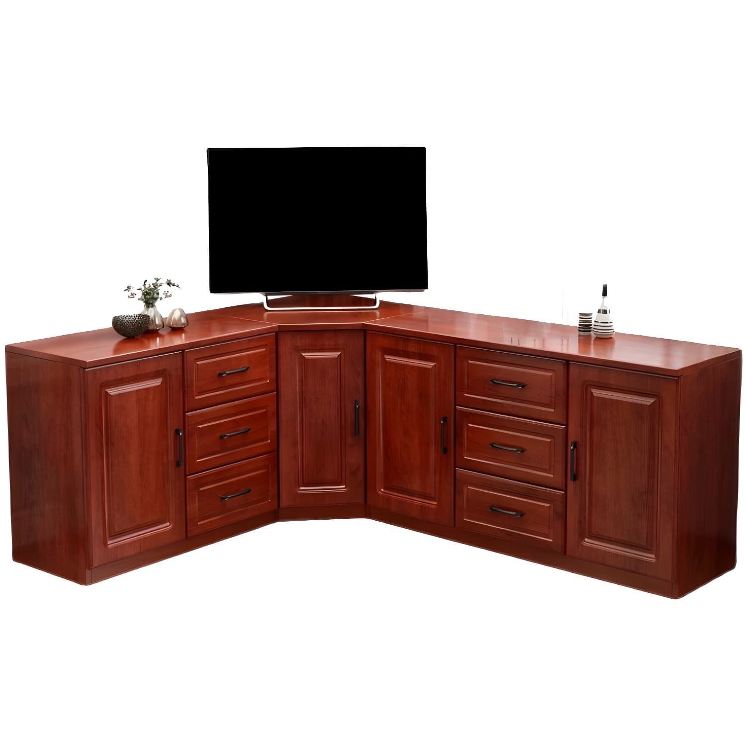 Modern Solid Wood Corner TV Stand Console with 6 - Drawer - 27.56" thumbnail 6