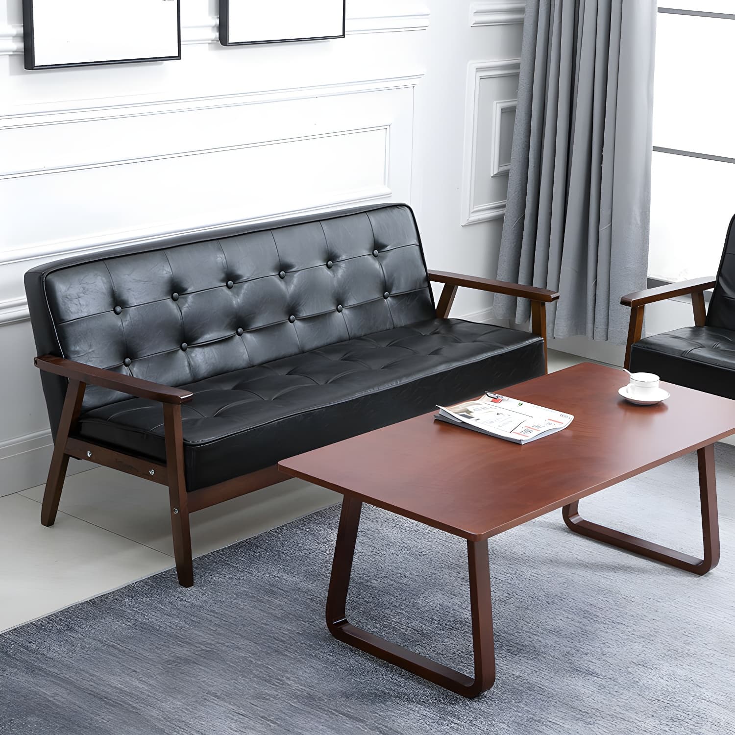 Modern Wood Frame Tufted Back Sofa with Cotton Seat Sleek and Stylish Seating thumbnail 11