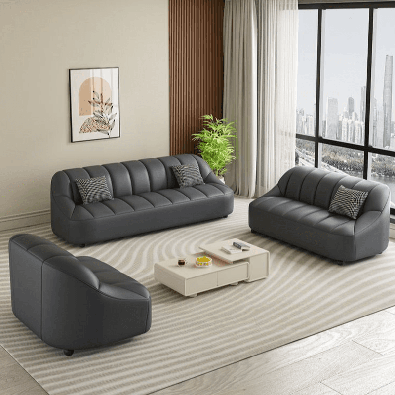 Tear Resistant Sofa Couch/Loveseat in PU Material with Black/Grey/Ivory Upholstery and 1 Pillow thumbnail 6
