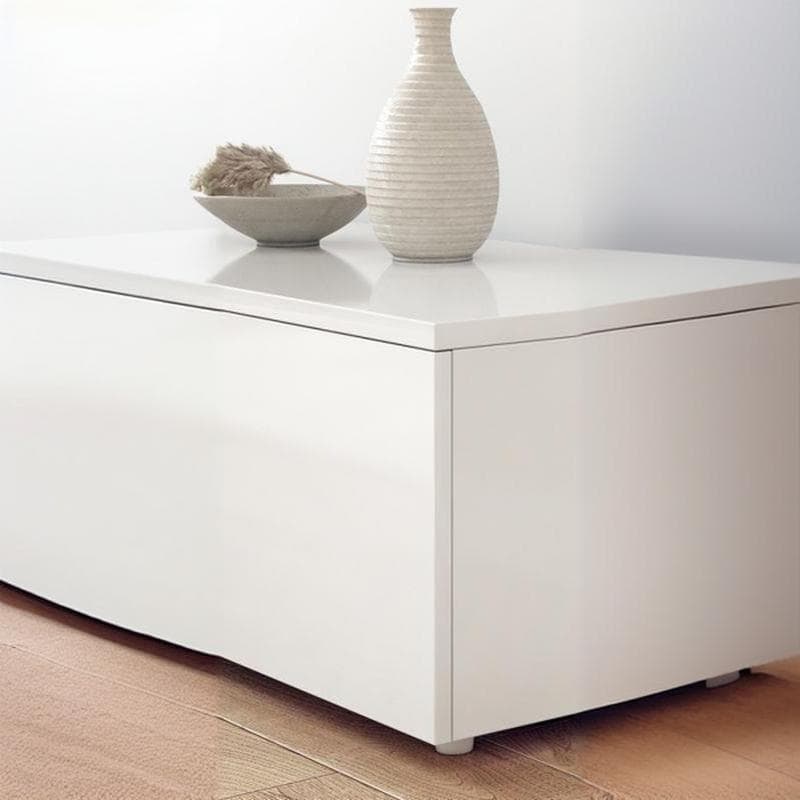 White Modern TV Stand with Low Height, Drawers, and Cable Management - Easy Full Assembly thumbnail 9