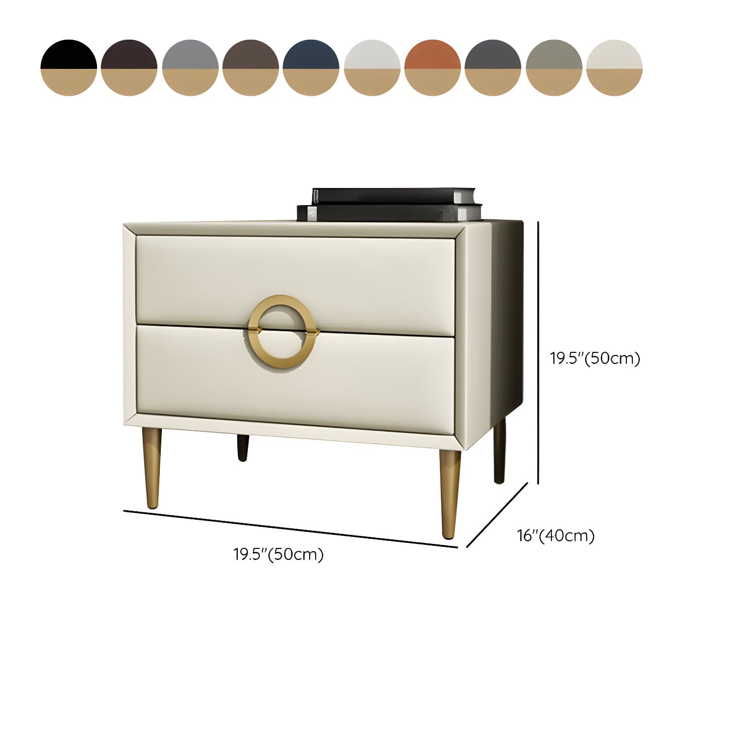 Glam Style Solid Wood Two Drawers Nightstand with Legs for Bedroom thumbnail 27