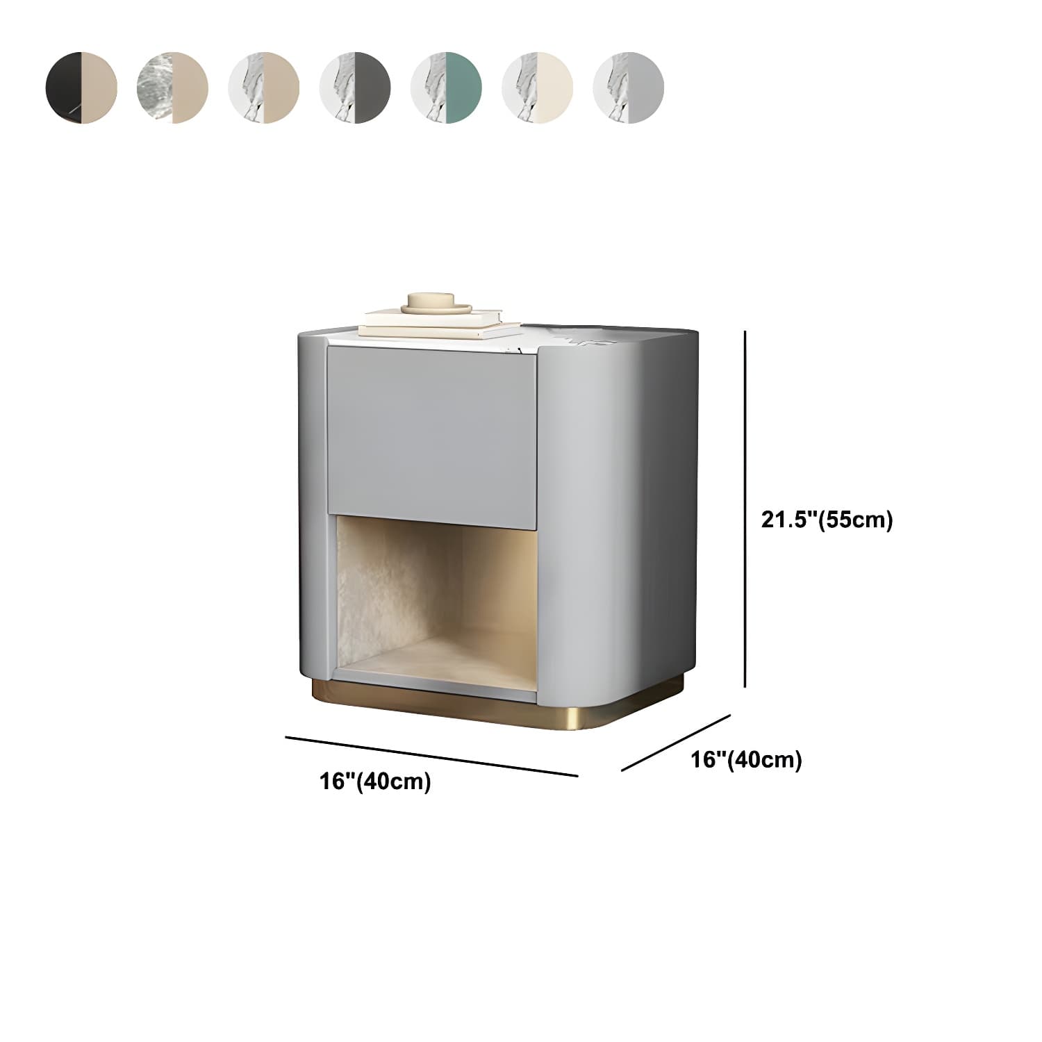 Contemporary Stone Top 1-Drawer, 1 Shelf Nightstand 21.65" Tall Nightstand thumbnail 15