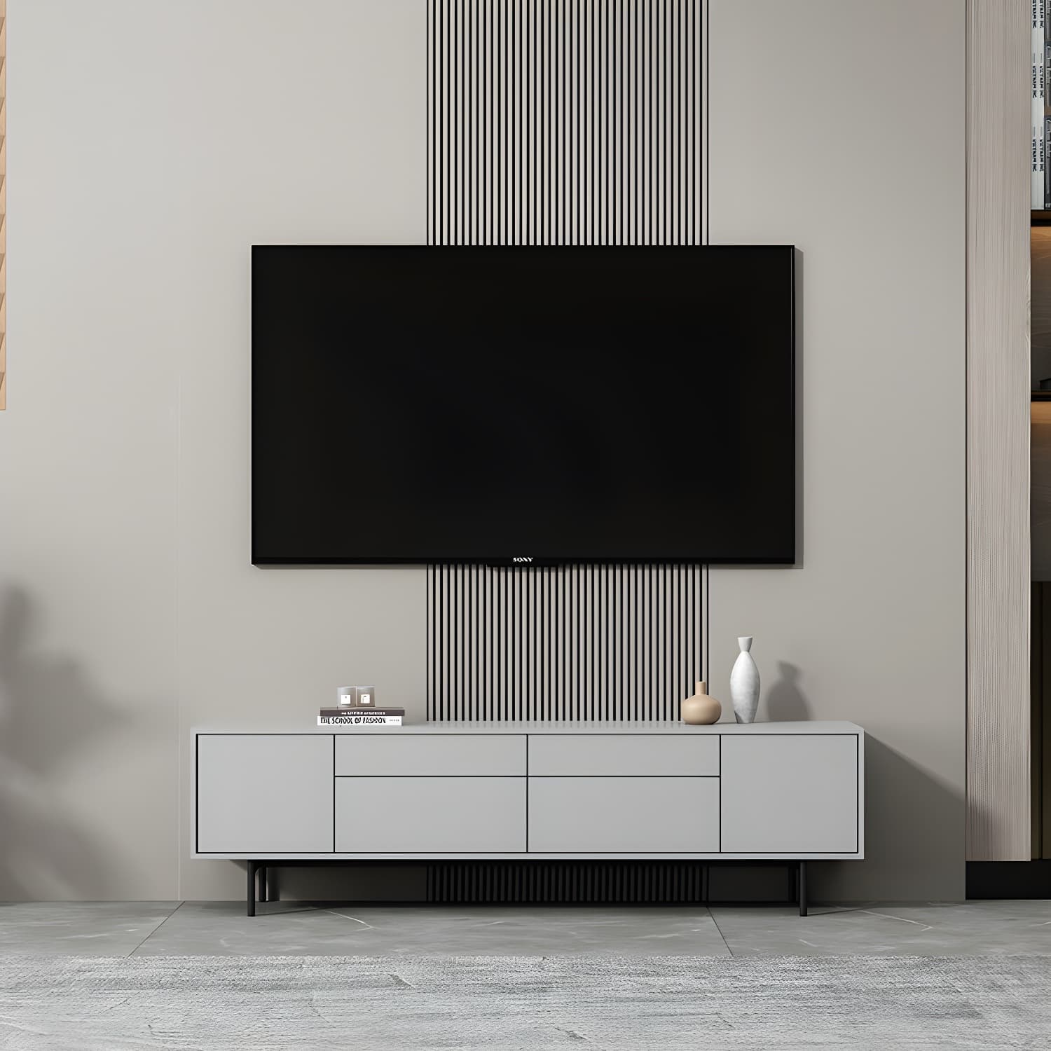 Industrial Enclosed Storage TV Stand Wooden Rectangle TV Cabinet with Splayed Legs thumbnail 14